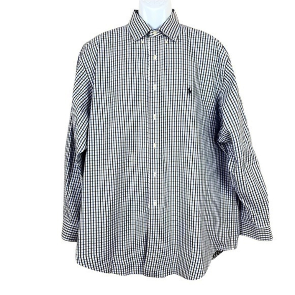 RALPH LAUREN MEN CASUAL SHIRT BUTTONS DOWN PLAID Sz 17 1/2